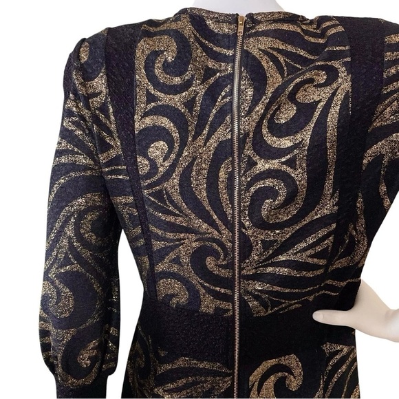 Kayla Tally Taylor Metallic Swirl Stretch Formal Evening Dress Black Gold Size 8 - Picture 5 of 9